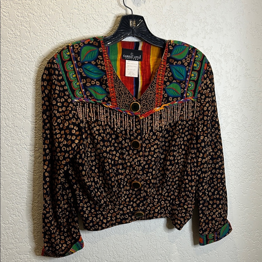 Vintage Carole Little Multicolor Patterned Jacket and Pant